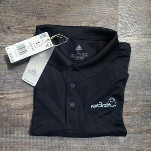 Adidas Golf Primegreen Men's Black Polo Large NetBrain Logo NWT GQ3114